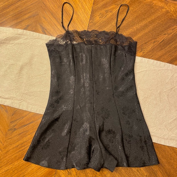 BLACK SATIN ROMPER WITH LACE BY ST.MICHAEL 12 - Picture 2 of 7